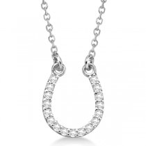 Diamond Horseshoe Pendant Necklace 14k White Gold 0.10ct