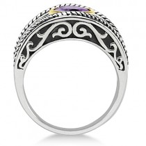 Balinese Amethyst Ring in 14k Yellow Gold & Sterling Silver (1.36ct)