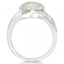 Diamond Accented Opal Fashion Ring in 14k White Gold (1.37ct)