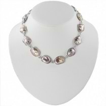 Freshwater Pearl Link Necklace Baroque Shape Sterling Silver 13-18mm