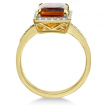 Halo Style Diamond & Madeira Citrine Ring 14k Yellow Gold (3.93ct)
