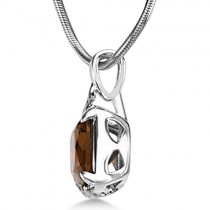 Solitaire Honey Quartz Pendant Necklace in Sterling Silver (7.50ct)