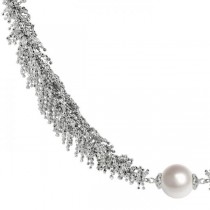 Freshwater Pearl Necklace Sterling Silver Lace Detail 9.5-10mm