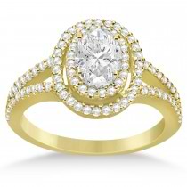 Double Halo Diamond & Moissanite Engagement Ring 14K Yellow Gold 1.34ctw