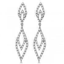 Ladies Diamond Hanging Drop Earrings in 14K White Gold 0.50ctw