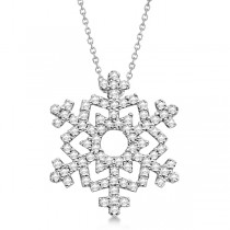 Ladies Diamond Snowflake Pendant & Chain 14k White Gold 0.38ct