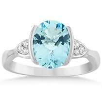 Chanel Set Aquamarine & Diamond Ring 14K White Gold 2.16ctw
