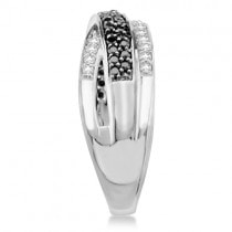 White and Black Diamond Ring Twist Design 14K White Gold 0.50tcw