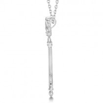 Diamond Crown Key Pendant Necklace Sterling Silver (0.12ct)