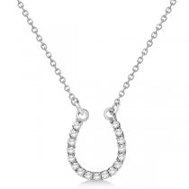 Diamond Horseshoe Pendant Necklace Platinum 0.10ct