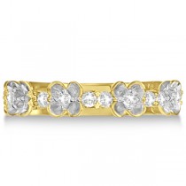 Flower Shape Diamond Anniversary Ring Wedding Band 14k Yellow Gold 0.38ct