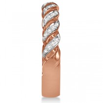 Twisted Wedding Anniversary Band with Diamonds 14K Rose Gold 0.20ct