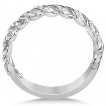 Twisted Wedding Anniversary Band with Diamonds 14K White Gold 0.20ct