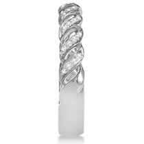 Twisted Wedding Anniversary Band with Diamonds 14K White Gold 0.20ct