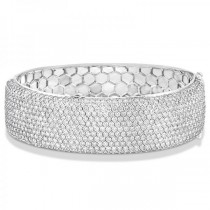 Luxury Diamond Wide Bangle Bridal Bracelet 18k White Gold (15.25ct)
