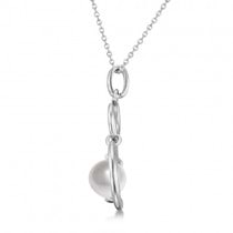 Cultured Freshwater Pearl Double Circle Pendant Sterling Silver