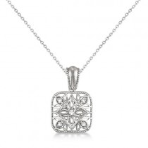 Antique Square Diamond Pendant Necklace Sterling Silver (0.05ct)