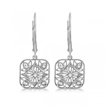 Antique Square Diamond Drop Earrings in 14k White Gold (0.10ct)