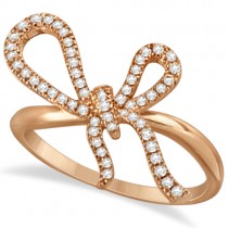 Diamond Bow Tie Ring in 14K Rose Gold (pink)  0.25ctw