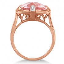 Solitaire Morganite Ring with Diamonds 14K Rose Gold (5.41ct)