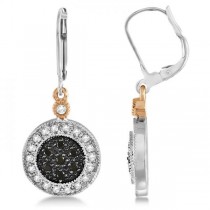 White and Black Diamond Circle Earrings 14K Two-Tone Gold 0.38ctw