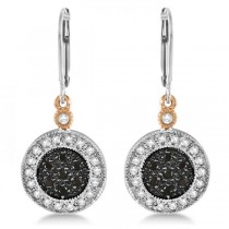 White and Black Diamond Circle Earrings 14K Two-Tone Gold 0.38ctw