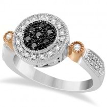 White & Fancy Black Diamond Halo Ring in Two-Tone 14K Gold 0.25ctw