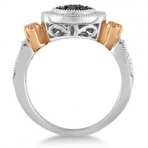 White & Fancy Black Diamond Halo Ring in Two-Tone 14K Gold 0.25ctw