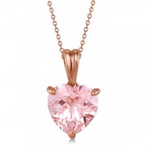 Solitaire Morganite Heart Pendant Necklace 14 Rose Gold (1.50ct)