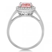 Diamond and Oval Pink Morganite Ring in 14K White Gold (2.43ct)