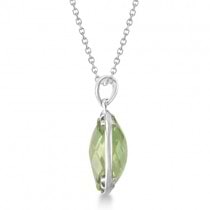 Square Shaped Green Quartz Pendant Necklace Sterling Silver (16x16mm)