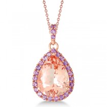 Amethyst and Morganite Pendant Necklace 14k Rose Gold (8.33ct)