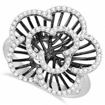 Diamond Flower Ring with Black Rhodium 14k White Gold (0.36ct)