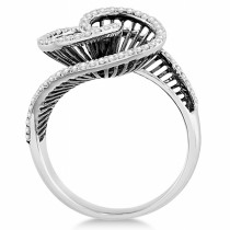 Cocktail Swirl Diamond Ring with Black Rhodium 14kt White Gold (0.50ct)
