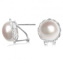 Freshwater Cultured Pearl Floral Earrings Sterling Silver (11.5mm)