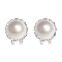 Freshwater Cultured Pearl Floral Earrings Sterling Silver (11.5mm)