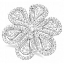 Cocktail Diamond Floral Ring 14kt White Gold (1.04ct)