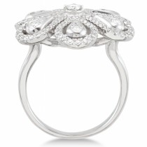 Cocktail Diamond Floral Ring 14kt White Gold (1.04ct)