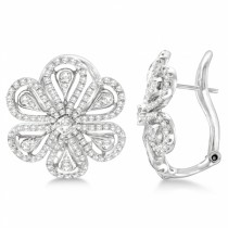 Designer Flower Diamond Earrings 14kt White Gold (1.22ct)