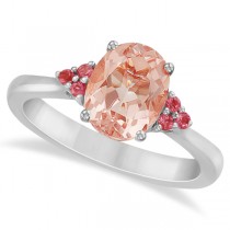 Floral Pink Tourmaline & Morganite Ring in 14k White Gold (1.98ct)