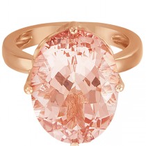 Solitaire Style Oval Morganite Ring 14k Rose Gold (12.14ct)