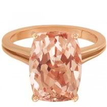 Solitaire Style Cushion Morganite Ring 14k Rose Gold (7.20ct)