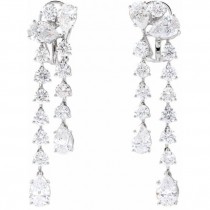 Pear Lab-Grown Diamond Dangle Earrings 14K White Gold (9.50ct)