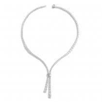 Lab Grown Diamond Lariat Necklace 14K White Gold (26.2ct)