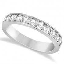 Semi Eternity Moissanite Wedding Ring Band 14K White Gold 0.65ctw