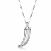 Unique Horn Pendant Necklace in Sterling Silver