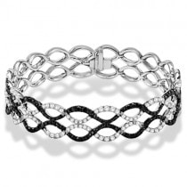 Black & White Diamond Eternity Infinity Bracelet 14K White Gold 6.24ct
