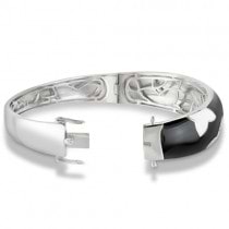 Black & White Enamel Diamond Star Bracelet in Sterling Silver 0.13ctw