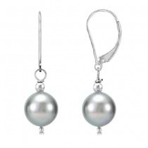 Freshwater Cultured Silver Grey Pearl Earrings Sterling Silver 10-11mm