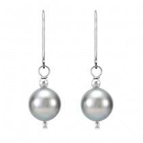 Freshwater Cultured Silver Grey Pearl Earrings Sterling Silver 10-11mm